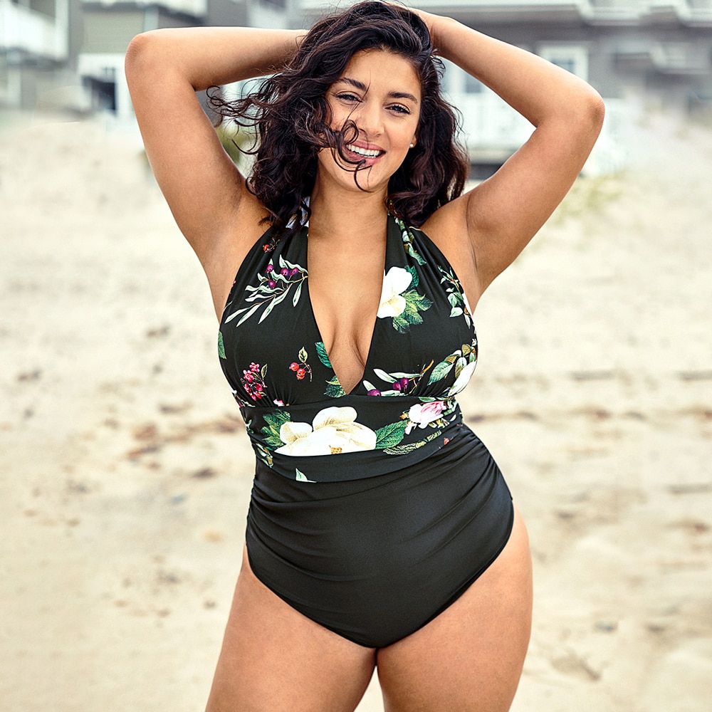 Black Women's Plus Sized Swimsuit