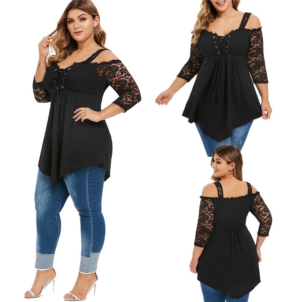 Women's Plus Size Laced Top